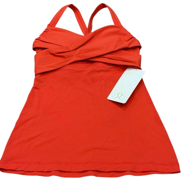 lululemon athletica Tops - NWT Lululemon Wrap It Up Alarming Orange Halter Racerback Tank Top Shirt Size 6